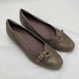Womens Clarks Artisan Caswell Genoa Loafers Shoes Size 8.5M Taupe Leather slipon